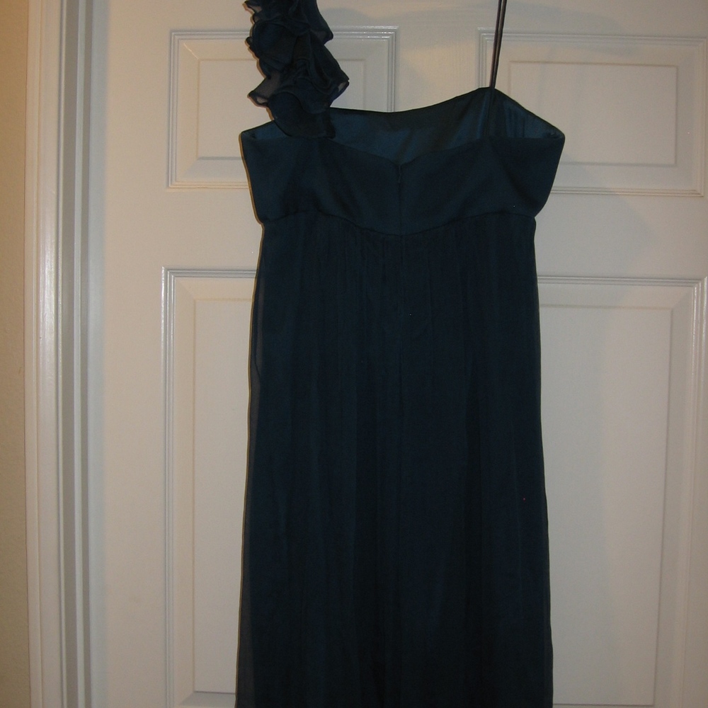 Amsale dark teal party dress